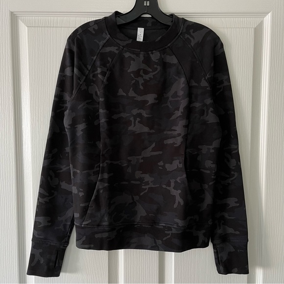 Lululemon Scuba Crew French Terry  Pullover Sweatshirt - Camo Deep Coal - Size 4 - Picture 1 of 7